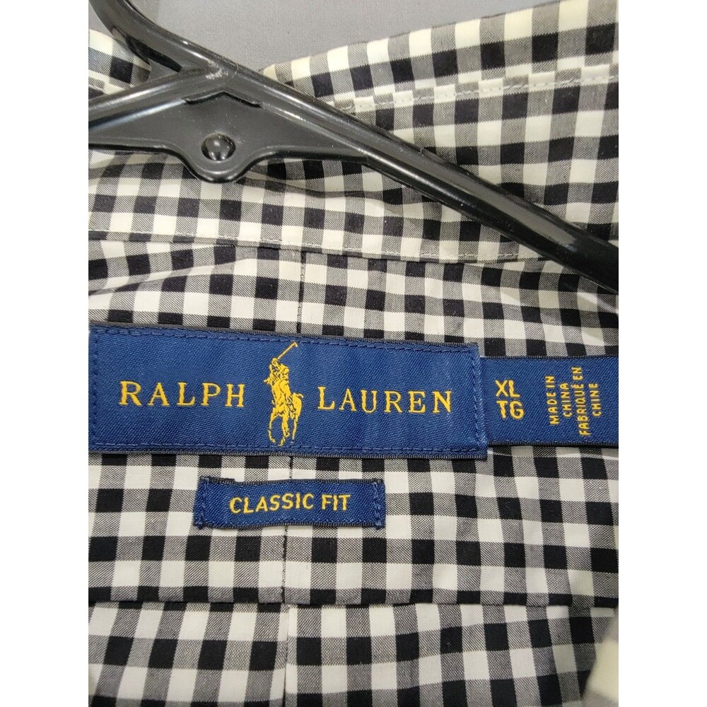 Ralph Lauren Classic Fit Men’s XL Gingham Button Down Shirt Black White - Picture 3 of 8